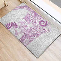 Aotearoa Maori Sea Animals Tribal Rubber Doormat Manta Ray and Shark Moko Pattern Pink Color LT03 - Polynesian Pride