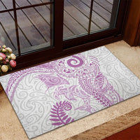 Aotearoa Maori Sea Animals Tribal Rubber Doormat Manta Ray and Shark Moko Pattern Pink Color LT03 - Polynesian Pride
