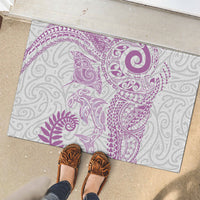Aotearoa Maori Sea Animals Tribal Rubber Doormat Manta Ray and Shark Moko Pattern Pink Color LT03 - Polynesian Pride