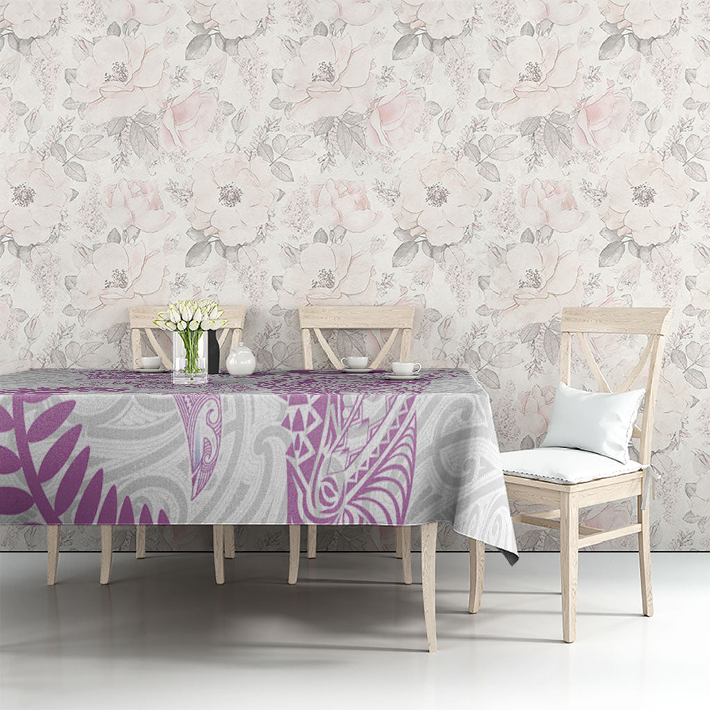 Aotearoa Maori Sea Animals Tribal Tablecloth Manta Ray and Shark Moko Pattern Pink Color