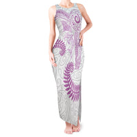 Aotearoa Maori Sea Animals Tribal Tank Maxi Dress Manta Ray and Shark Moko Pattern Pink Color