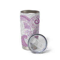 Aotearoa Maori Sea Animals Tribal Tumbler Cup Manta Ray and Shark Moko Pattern Pink Color