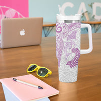 Aotearoa Maori Sea Animals Tribal Tumbler With Handle Manta Ray and Shark Moko Pattern Pink Color LT03 - Polynesian Pride