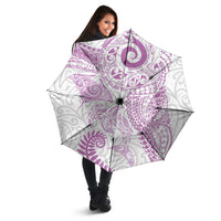 Aotearoa Maori Sea Animals Tribal Umbrella Manta Ray and Shark Moko Pattern Pink Color LT03 - Polynesian Pride