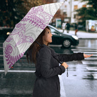 Aotearoa Maori Sea Animals Tribal Umbrella Manta Ray and Shark Moko Pattern Pink Color LT03 - Polynesian Pride