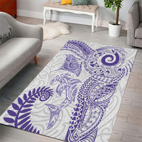 Aotearoa Maori Sea Animals Tribal Area Rug Manta Ray and Shark Moko Pattern Purple Color