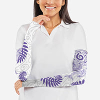 Aotearoa Maori Sea Animals Tribal Arm Sleeves Manta Ray and Shark Moko Pattern Purple Color
