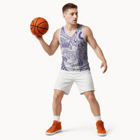 Aotearoa Maori Sea Animals Tribal Basketball Jersey Manta Ray and Shark Moko Pattern Purple Color
