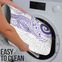 Aotearoa Maori Sea Animals Tribal Bathroom Set Manta Ray and Shark Moko Pattern Purple Color