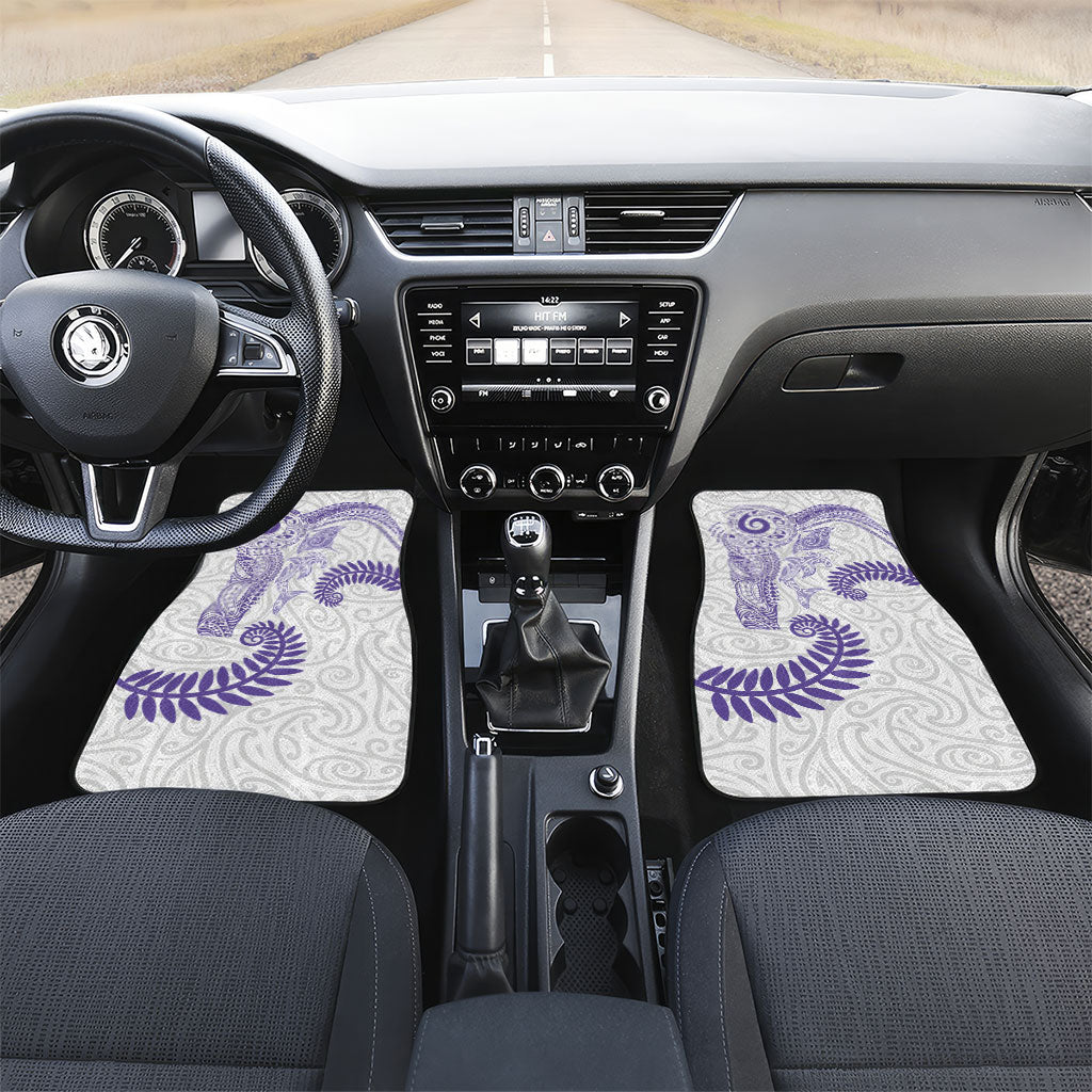 Aotearoa Maori Sea Animals Tribal Car Mats Manta Ray and Shark Moko Pattern Purple Color