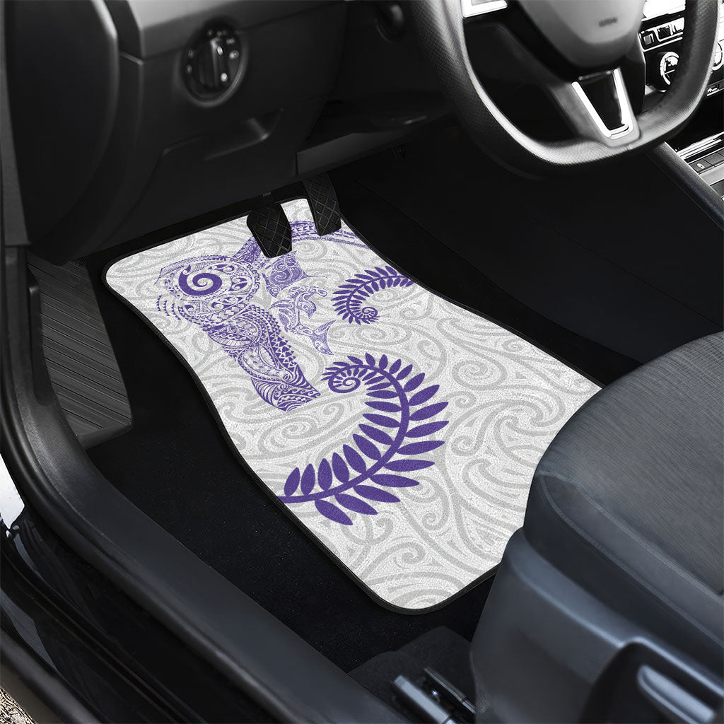 Aotearoa Maori Sea Animals Tribal Car Mats Manta Ray and Shark Moko Pattern Purple Color