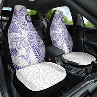 Aotearoa Maori Sea Animals Tribal Car Seat Cover Manta Ray and Shark Moko Pattern Purple Color