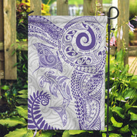 Aotearoa Maori Sea Animals Tribal Garden Flag Manta Ray and Shark Moko Pattern Purple Color
