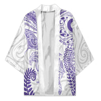 Aotearoa Maori Sea Animals Tribal Kimono Manta Ray and Shark Moko Pattern Purple Color LT03 Unisex Purple - Polynesian Pride