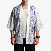 Aotearoa Maori Sea Animals Tribal Kimono Manta Ray and Shark Moko Pattern Purple Color LT03 - Polynesian Pride