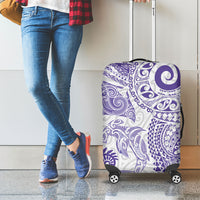Aotearoa Maori Sea Animals Tribal Luggage Cover Manta Ray and Shark Moko Pattern Purple Color