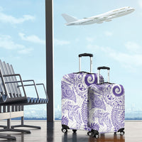 Aotearoa Maori Sea Animals Tribal Luggage Cover Manta Ray and Shark Moko Pattern Purple Color