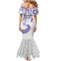 Aotearoa Maori Sea Animals Tribal Mermaid Dress Manta Ray and Shark Moko Pattern Purple Color