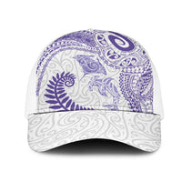 Aotearoa Maori Sea Animals Tribal Mesh Trucker Cap Manta Ray and Shark Moko Pattern Purple Color LT03 One Size White Purple - Polynesian Pride