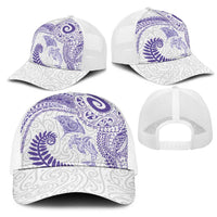 Aotearoa Maori Sea Animals Tribal Mesh Trucker Cap Manta Ray and Shark Moko Pattern Purple Color LT03 - Polynesian Pride