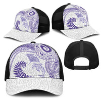 Aotearoa Maori Sea Animals Tribal Mesh Trucker Cap Manta Ray and Shark Moko Pattern Purple Color LT03 - Polynesian Pride