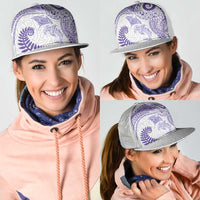 Aotearoa Maori Sea Animals Tribal Mesh Trucker Cap Manta Ray and Shark Moko Pattern Purple Color LT03 - Polynesian Pride