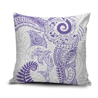 Aotearoa Maori Sea Animals Tribal Pillow Cover Manta Ray and Shark Moko Pattern Purple Color