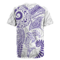 Aotearoa Maori Sea Animals Tribal Rugby Jersey Manta Ray and Shark Moko Pattern Purple Color LT03 - Polynesian Pride