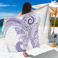 Aotearoa Maori Sea Animals Tribal Sarong Manta Ray and Shark Moko Pattern Purple Color
