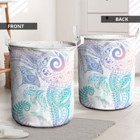 Aotearoa Maori Sea Animals Tribal Laundry Basket Manta Ray and Shark Moko Pattern Sweet Pastel