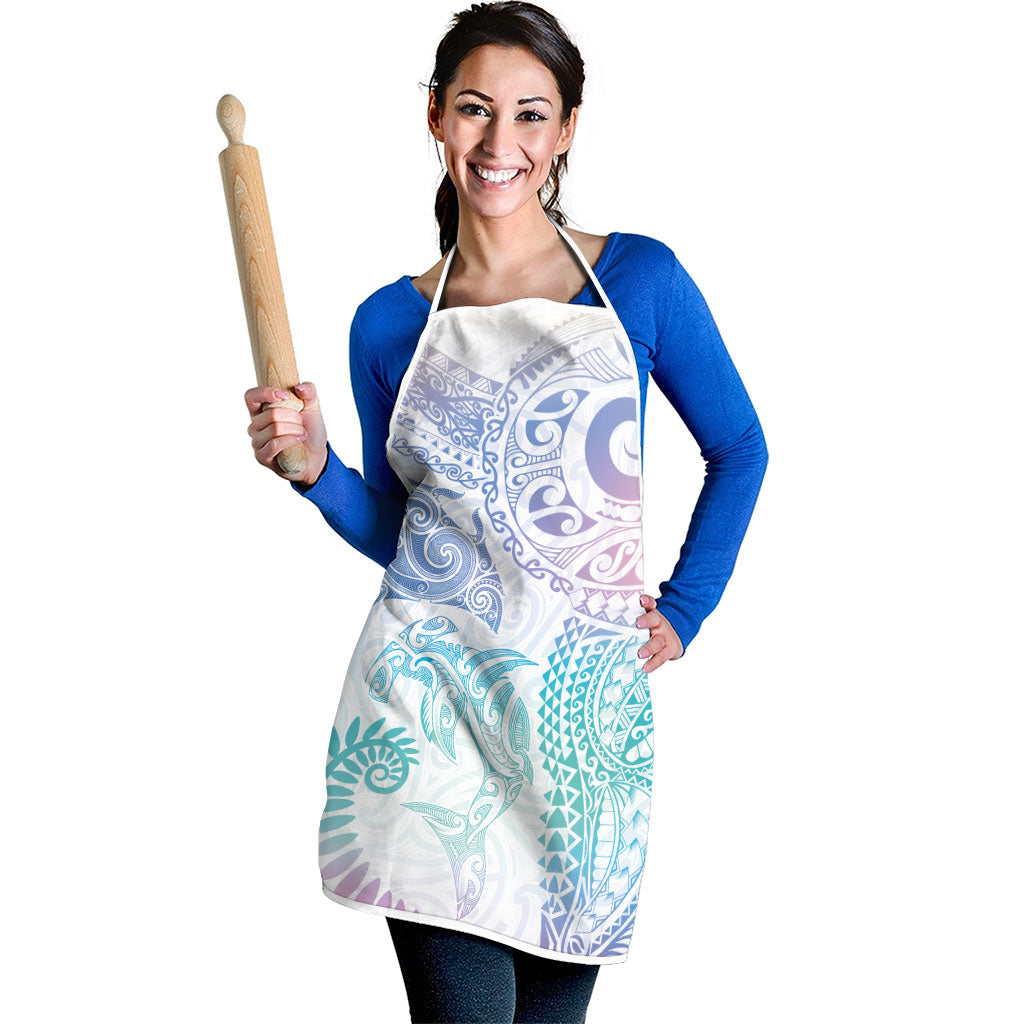 Aotearoa Maori Sea Animals Tribal Apron Manta Ray and Shark Moko Pattern Sweet Pastel