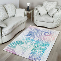 Aotearoa Maori Sea Animals Tribal Area Rug Manta Ray and Shark Moko Pattern Sweet Pastel