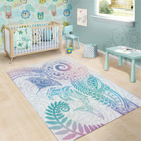 Aotearoa Maori Sea Animals Tribal Area Rug Manta Ray and Shark Moko Pattern Sweet Pastel