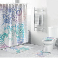 Aotearoa Maori Sea Animals Tribal Bathroom Set Manta Ray and Shark Moko Pattern Sweet Pastel