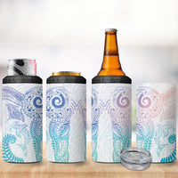 Aotearoa Maori Sea Animals Tribal 4 in 1 Can Cooler Tumbler Manta Ray and Shark Moko Pattern Sweet Pastel