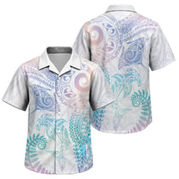 Aotearoa Maori Sea Animals Tribal Family Matching Long Sleeve Bodycon Dress and Hawaiian Shirt Manta Ray and Shark Moko Pattern Sweet Pastel LT03 Son's Shirt Multicolor - Polynesian Pride