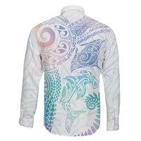 Aotearoa Maori Sea Animals Tribal Family Matching Mermaid Dress and Hawaiian Shirt Manta Ray and Shark Moko Pattern Sweet Pastel