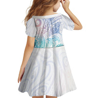 Aotearoa Maori Sea Animals Tribal Family Matching Short Sleeve Bodycon Dress and Hawaiian Shirt Manta Ray and Shark Moko Pattern Sweet Pastel