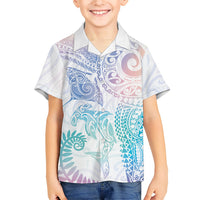 Aotearoa Maori Sea Animals Tribal Hawaiian Shirt Manta Ray and Shark Moko Pattern Sweet Pastel