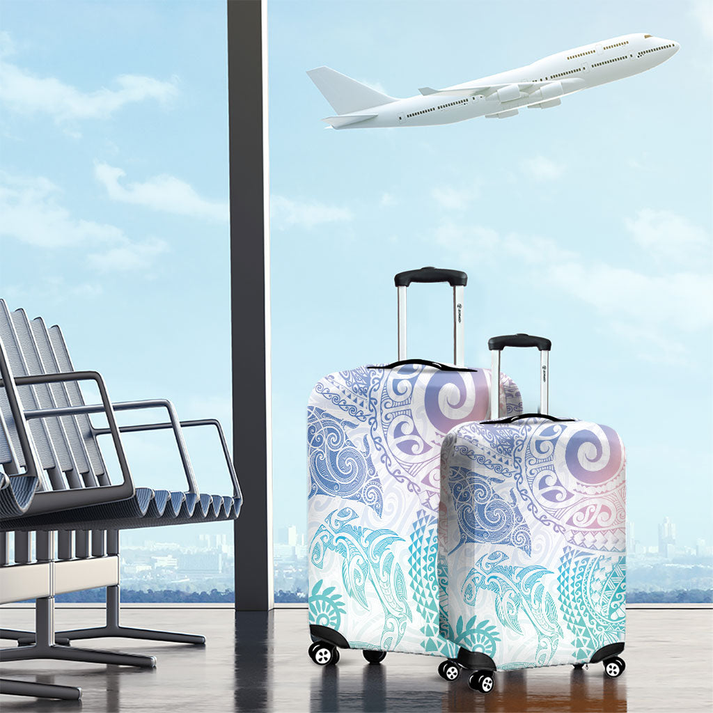Aotearoa Maori Sea Animals Tribal Luggage Cover Manta Ray and Shark Moko Pattern Sweet Pastel