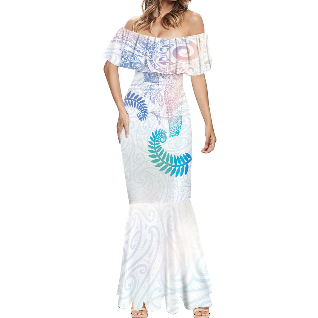 Aotearoa Maori Sea Animals Tribal Mermaid Dress Manta Ray and Shark Moko Pattern Sweet Pastel