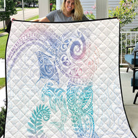 Aotearoa Maori Sea Animals Tribal Quilt Manta Ray and Shark Moko Pattern Sweet Pastel LT03 Multicolor - Polynesian Pride