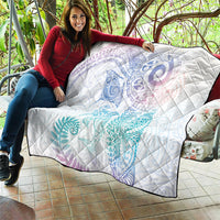 Aotearoa Maori Sea Animals Tribal Quilt Manta Ray and Shark Moko Pattern Sweet Pastel LT03 - Polynesian Pride