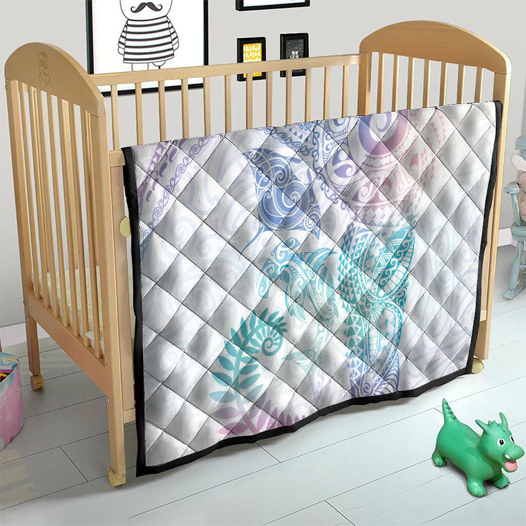 Aotearoa Maori Sea Animals Tribal Quilt Manta Ray and Shark Moko Pattern Sweet Pastel LT03 - Polynesian Pride