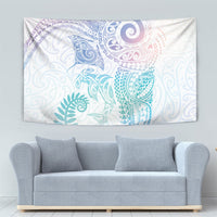 Aotearoa Maori Sea Animals Tribal Tapestry Manta Ray and Shark Moko Pattern Sweet Pastel