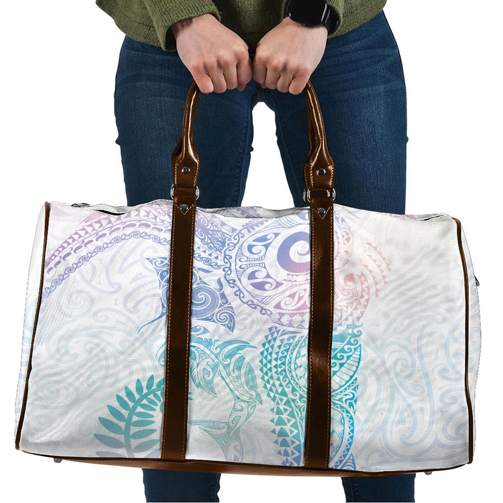 Aotearoa Maori Sea Animals Tribal Travel Bag Manta Ray and Shark Moko Pattern Sweet Pastel