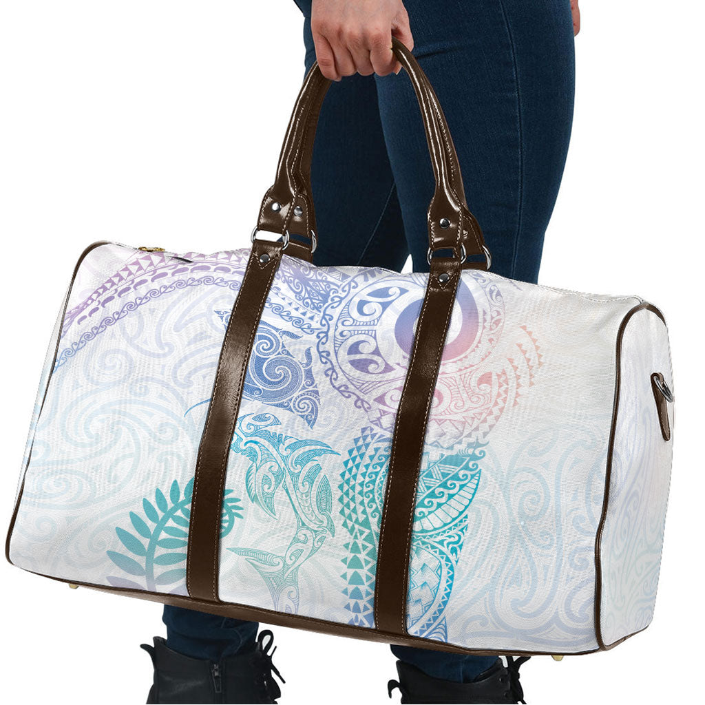 Aotearoa Maori Sea Animals Tribal Travel Bag Manta Ray and Shark Moko Pattern Sweet Pastel