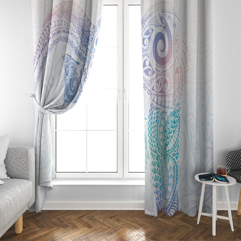 Aotearoa Maori Sea Animals Tribal Window Curtain Manta Ray and Shark Moko Pattern Sweet Pastel