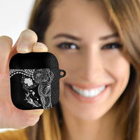 Hawaiian Manta Ray Tribal AirPods Case Polynesian Art Motifs Black Color