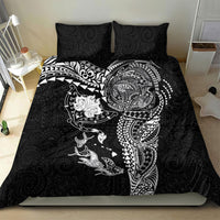 Hawaiian Manta Ray Tribal Bedding Set Polynesian Art Motifs Black Color
